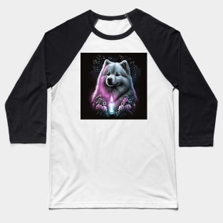 Samoyed With A Candle Baseball T-Shirt